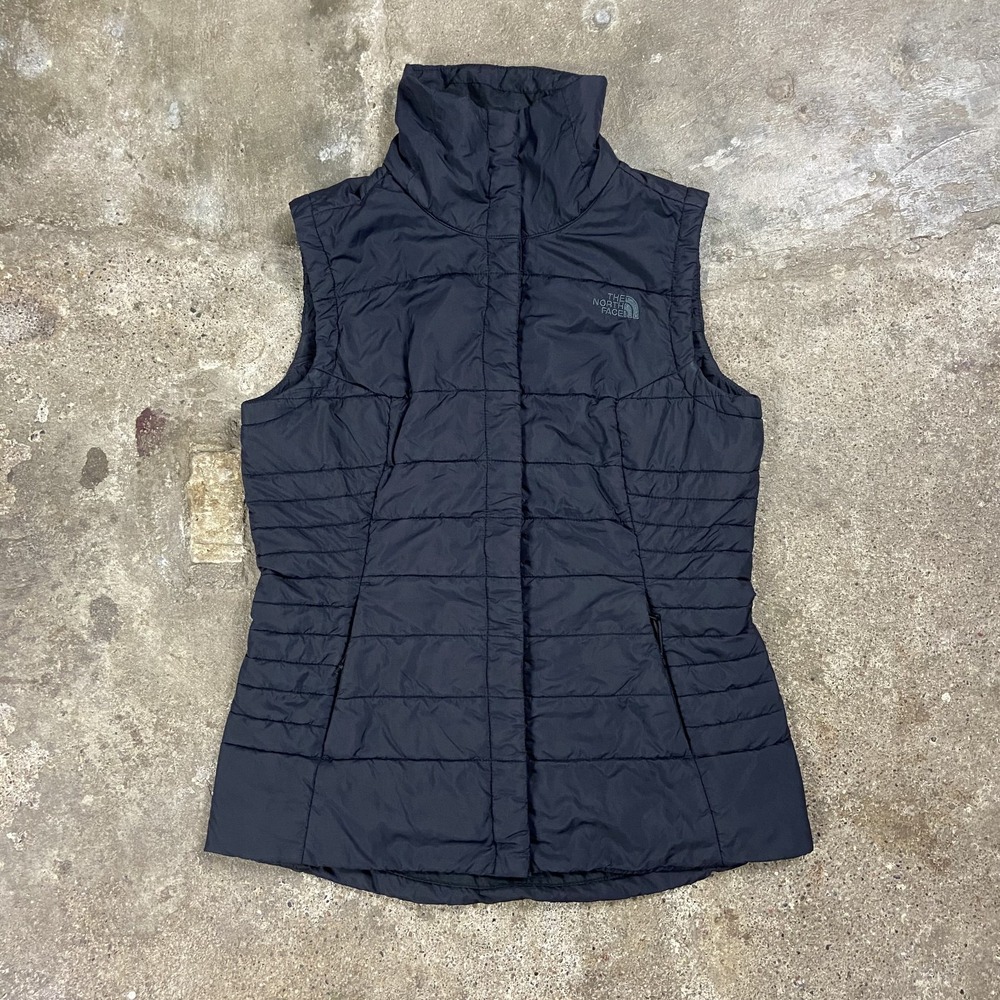 The North Vest Insulated Puffer Vest Women's Size XS Black Mock Snap Down Hike